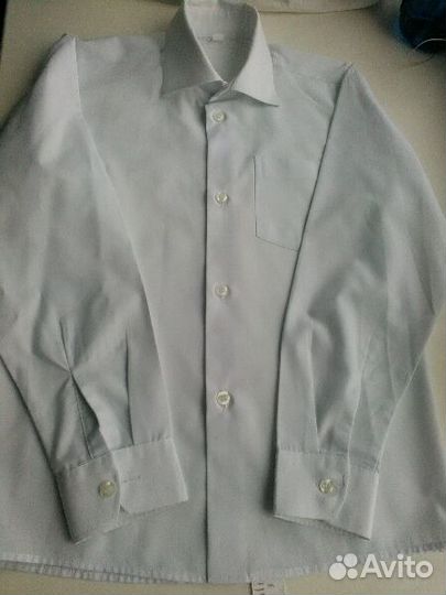 Рубашка школьная кипельно- белая 128-134