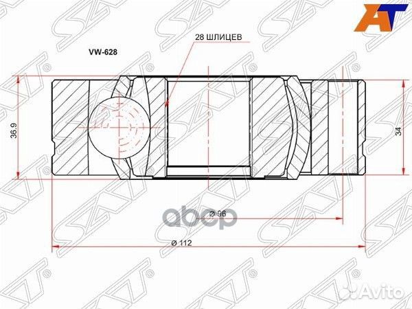 Шрус внутренний volkswagen touareg 03/amarok