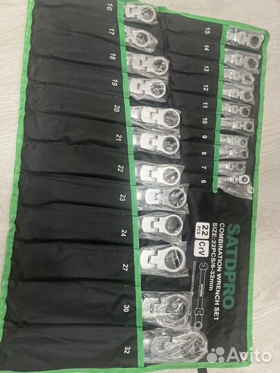 Набор комбинированных ключей с трещеткой 8-32