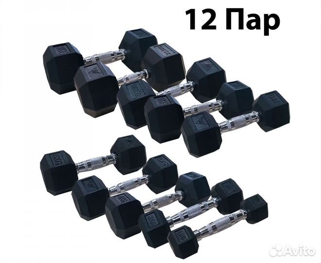 Гантельный ряд DFC обрезиненные с хромированной ру