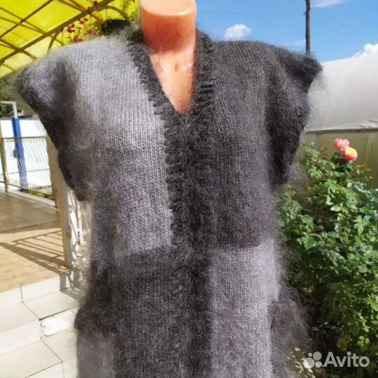 Пуховый тёплый кардиган ручной работы