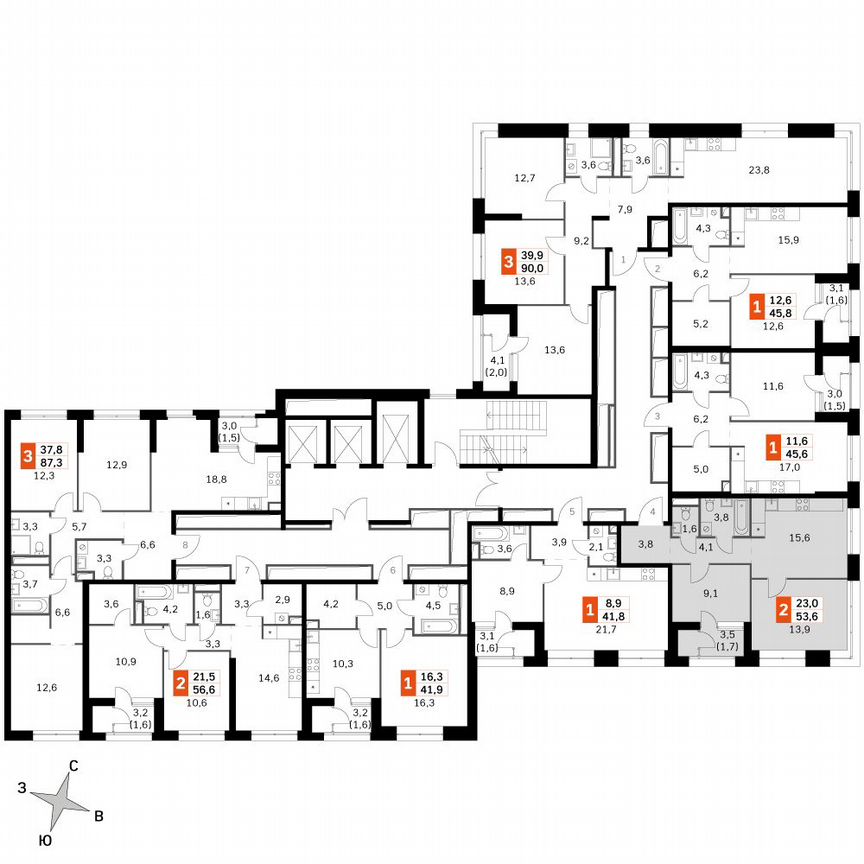 2-к. квартира, 53,5 м², 5/5 эт.