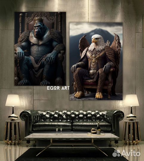 Большие картины на холсте лев в современном стиле