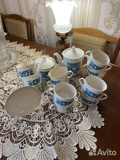 Фарфоровый чайный сервиз золотая лента Вербилки