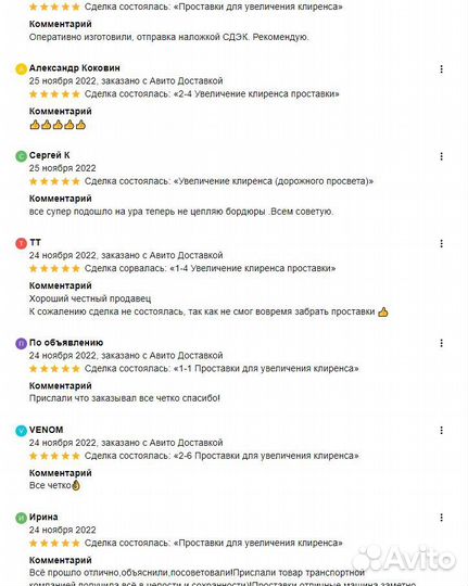 Увеличение клиренса проставки (вкладыши)