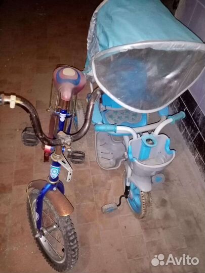 Детский велосипед + коляска с ручкой бу