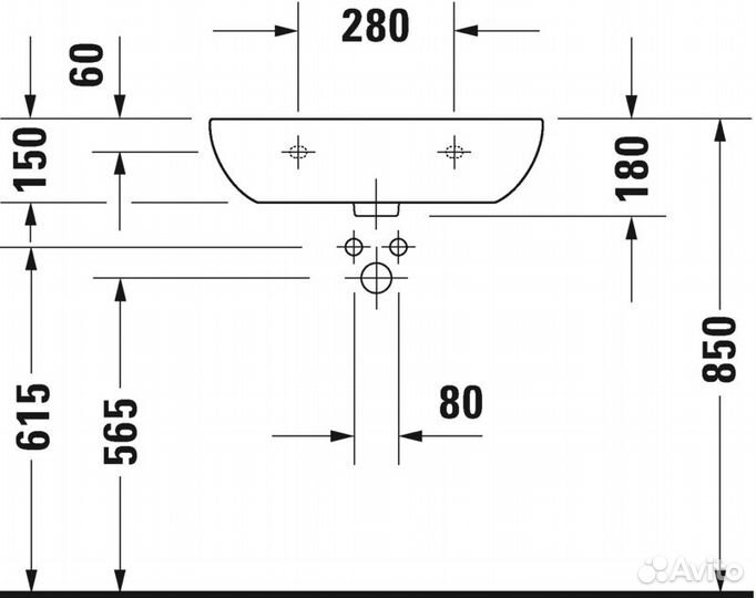 Раковина (умывальник) Duravit D-Code 60 см подв