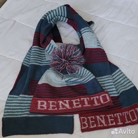 Шапка шарф комплект benetton бенетон(6-8 лет)