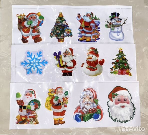 Новогодние светящиеся наклейки на окно