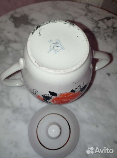 Сахарница с ручками, фарфор Хайта