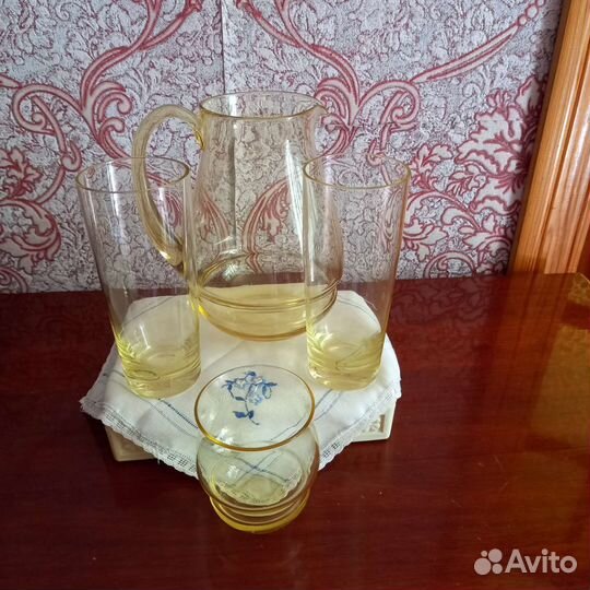 Кувшин,стаканы.Цитриновое стекло.ссср
