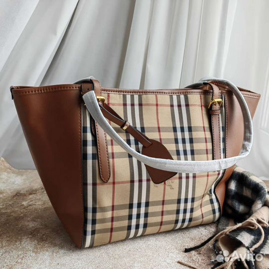 Новая женская сумка шоппер Burberry коричневая