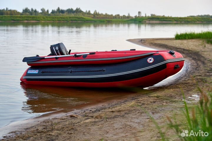 Лодка mishimo family lite DF 370 красно-черная