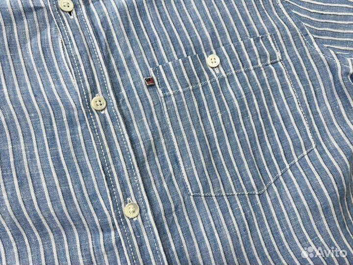 Рубашка голубая лен Polo jeans Ralph Lauren р.M