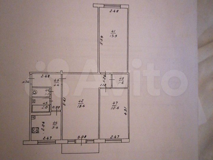 3-к. квартира, 58 м², 4/5 эт.