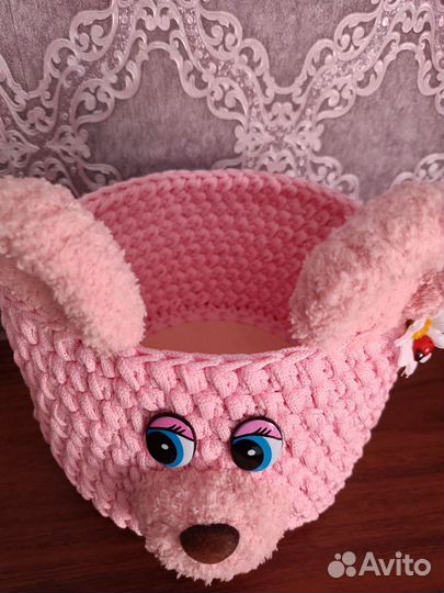 Корзинка розовый Мишка