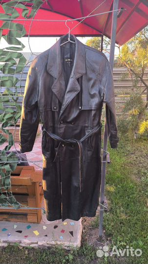 Кожаный плащ мужской