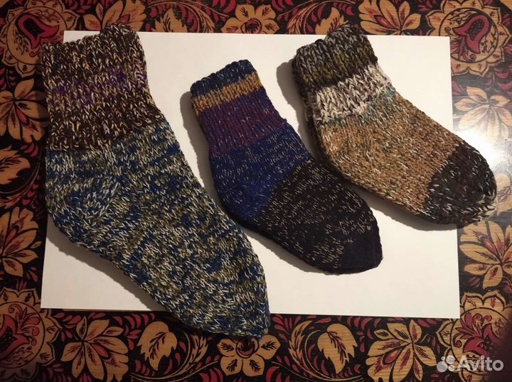 Носки ручной вязки шерстяные