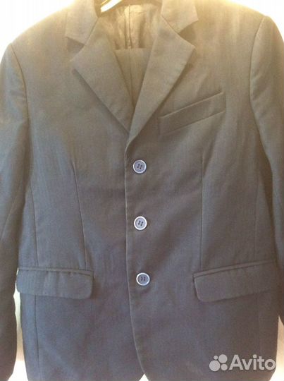 Школьная форма костюм пидж+брюки д/мал т.син р.152