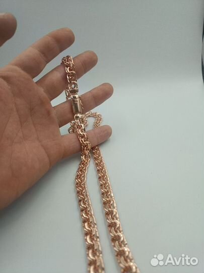 Серебрянная цепочка Бисмарк с нанесением позолоты