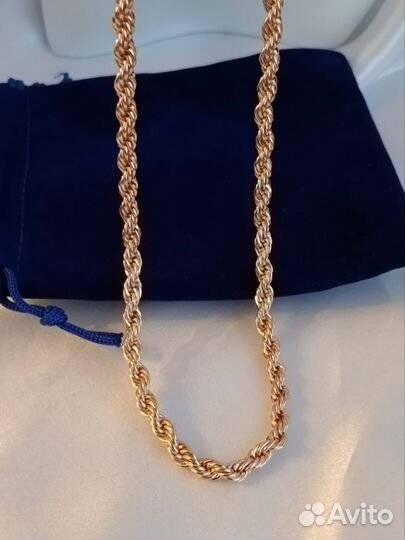 Цепь покрытие золото, плетение веревка