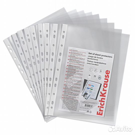 Файл Erich Krause А4 матовый, уп. 100 файлов