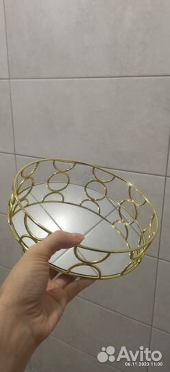 Зеркальный золотой поднос