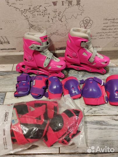 Роликовые коньки детские 32-35 + защита