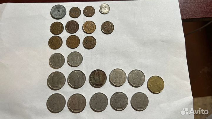 Монеты Бельгия старые очень много разных годов