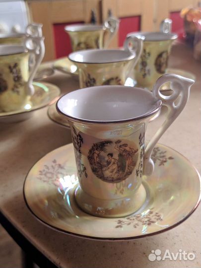 Редкий кофейный сервиз Кахла Мадонны перламутр