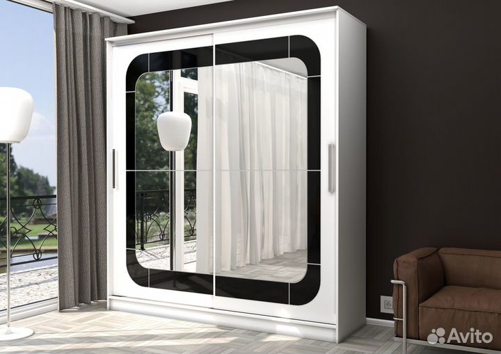Шкаф купе 150 см белый с зеркалом