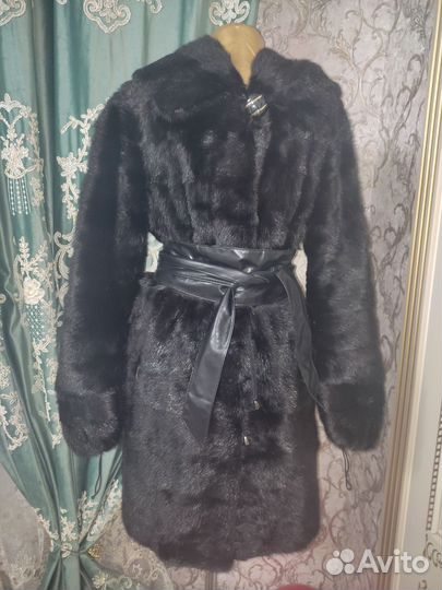 Шуба норковая с капюшоном 46 48 бу