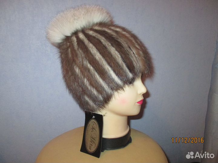Шапка вязаная норковая новая