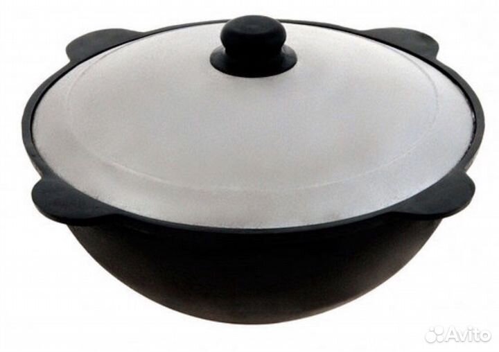 Казан чугунный 6Л круглое дно