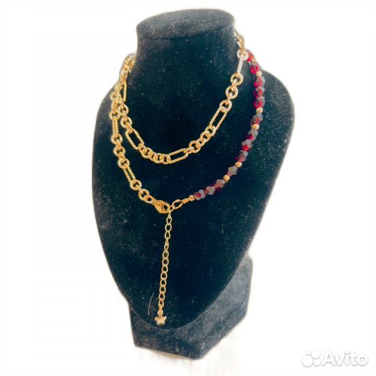 Чокер с натуральным камнем Гранат