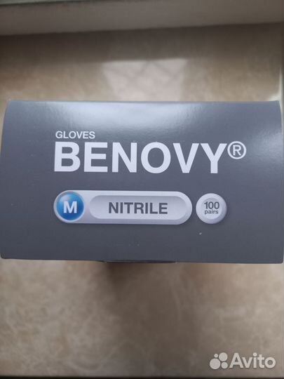 Перчатки нитриловые Benovy M 200 шт