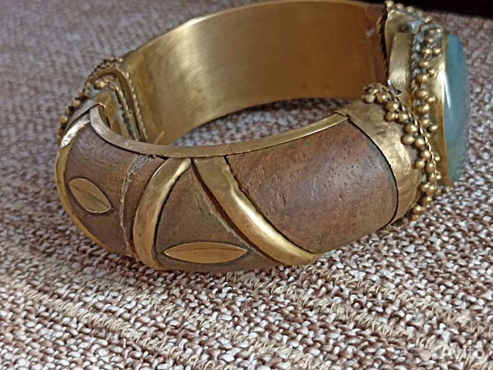 Браслет, запонки 875 пробы с родонитом