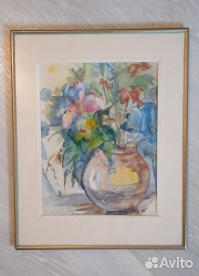 Картина СССР акварель цветы