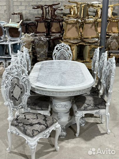 Стол Голд Овальный Серебром