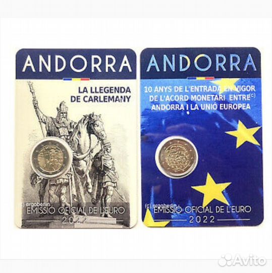 2 евро Андорра 2022, Карл Великий, Евросоюз BU