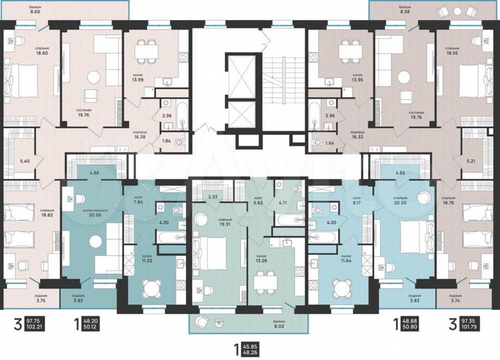 1-к. квартира, 50,8 м², 13/15 эт.