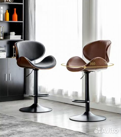 Барные / полубарные стулья со шпоном ореха