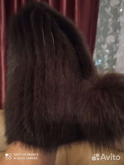 Шапка норковая вязаная женская