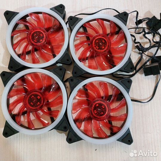 4 красных вентилятора 120мм + крепеж