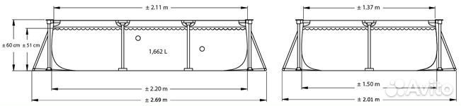 Каркасный бассейн 220*150*60 см Intex