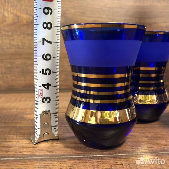Графин и стопки. Кобальтовое стекло. Богемия