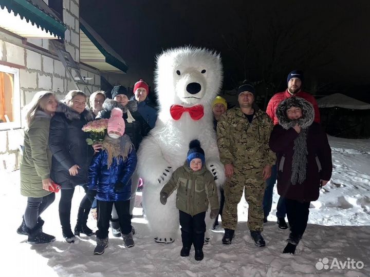 Ростовая кукла,белый мишка для аниматора 2 метра