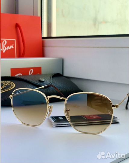 Солнцезащитные очки ray ban hexagonal коричневые