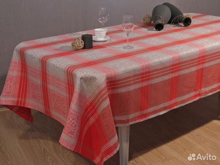 Скатерть льняная 160 х 200 см + Салфетки 6 шт