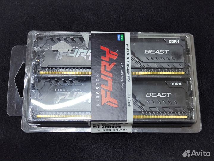 Озу Kingston fury Hyperx ddr4 16gb (2x8gb)